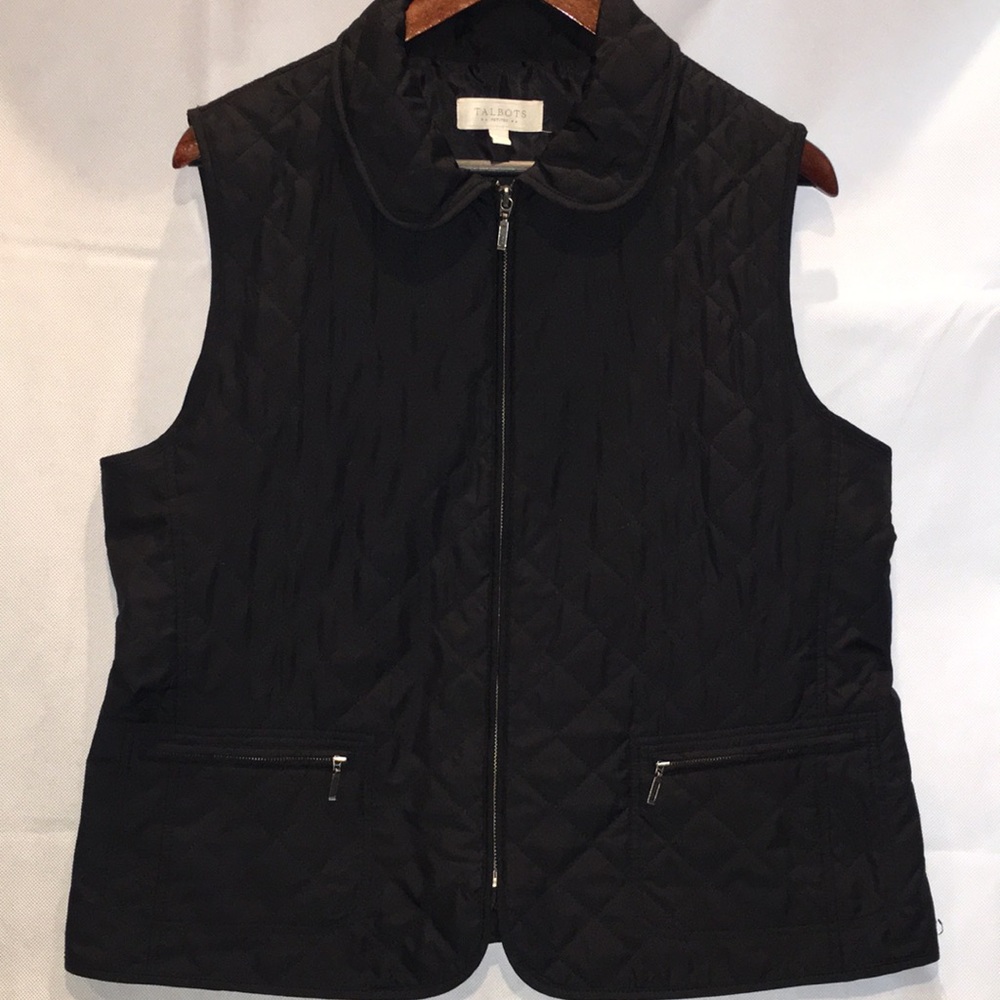 Talbots Petites Quilted Vest | Black | Size L